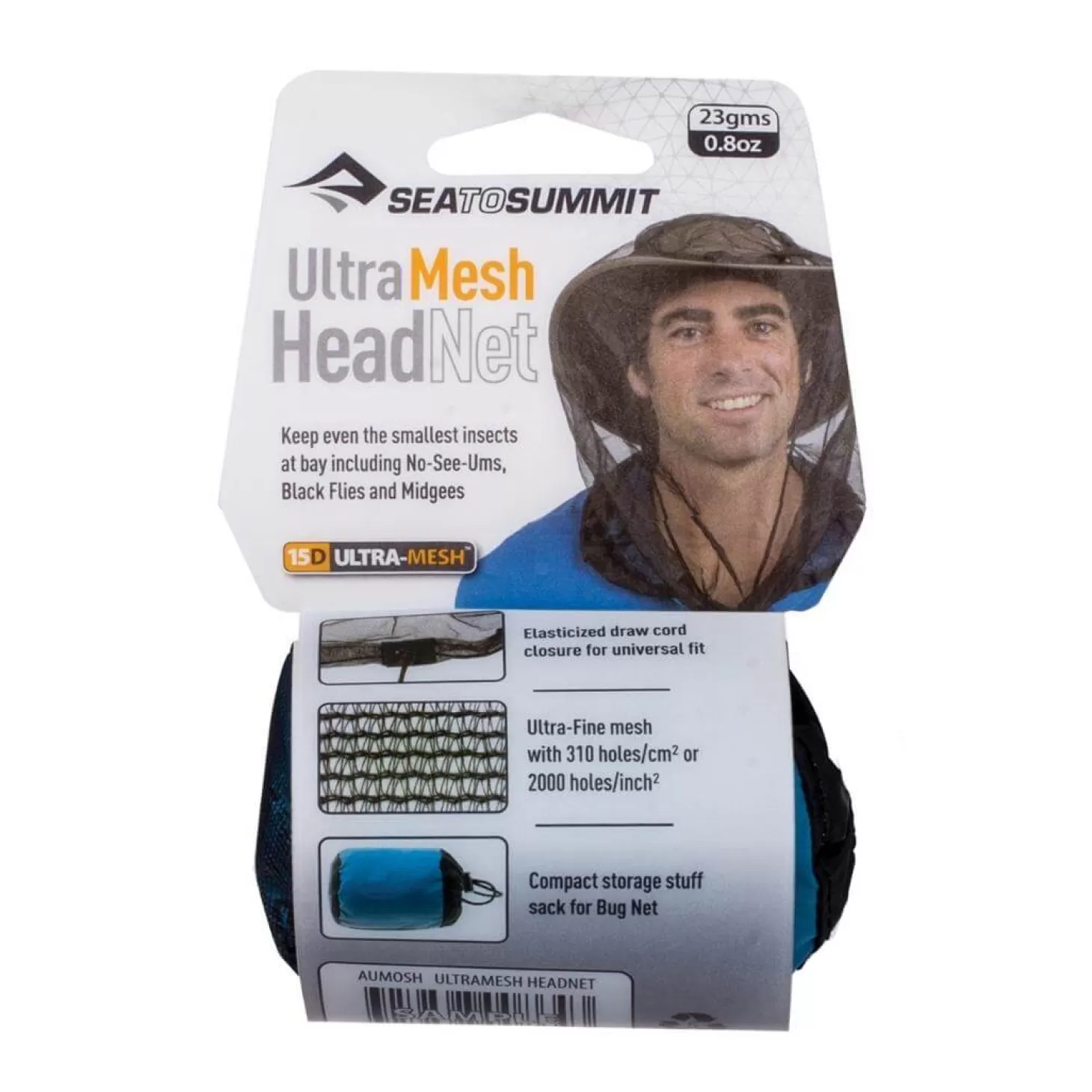 Sea To Summit Myggenet Til Hoved - Ultra-Fine Mesh Headnet - Sort